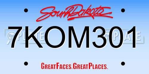 7KOM301 South Dakota License Plate
