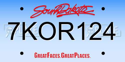 7KOR124 South Dakota License Plate
