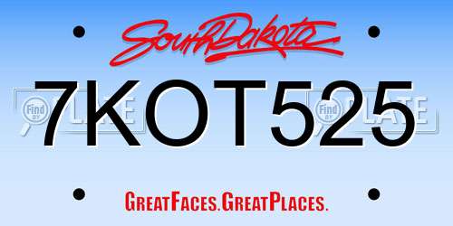 7KOT525 South Dakota License Plate