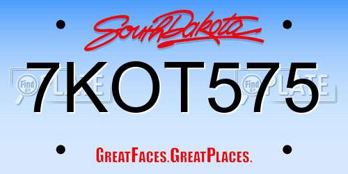 7KOT575 South Dakota License Plate
