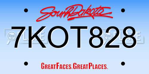 7KOT828 South Dakota License Plate