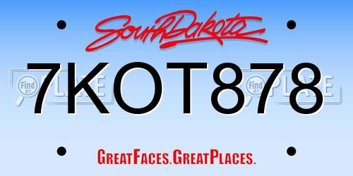 7KOT878 South Dakota License Plate