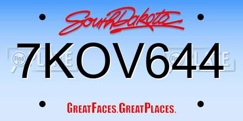 7KOV644 South Dakota License Plate