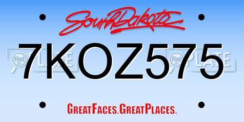 7KOZ575 South Dakota License Plate