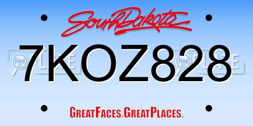 7KOZ828 South Dakota License Plate