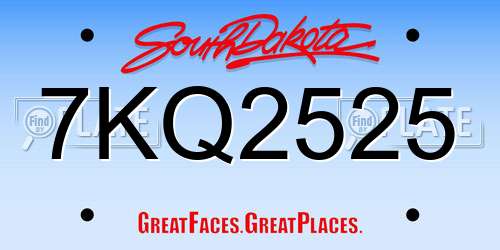 7KQ2525 South Dakota License Plate