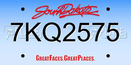 7KQ2575 South Dakota License Plate