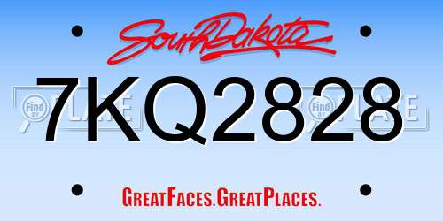 7KQ2828 South Dakota License Plate