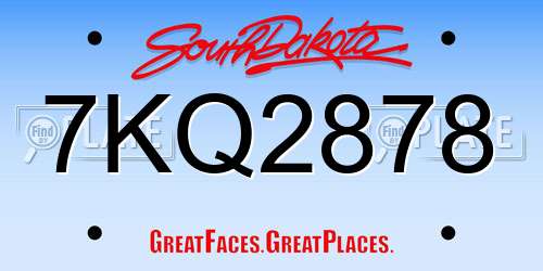 7KQ2878 South Dakota License Plate