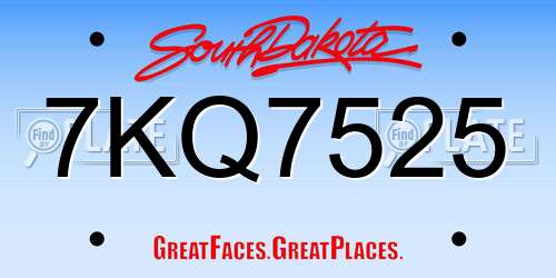 7KQ7525 South Dakota License Plate