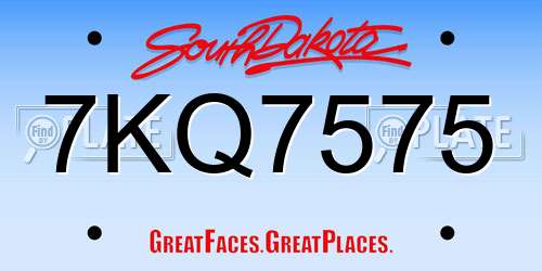 7KQ7575 South Dakota License Plate
