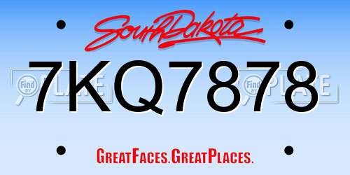 7KQ7878 South Dakota License Plate