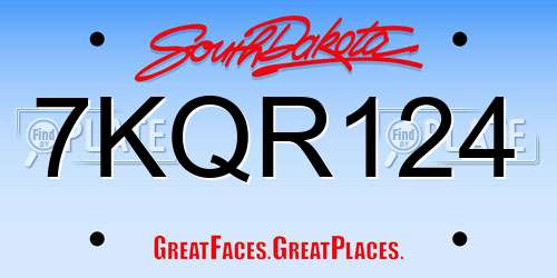 7KQR124 South Dakota License Plate