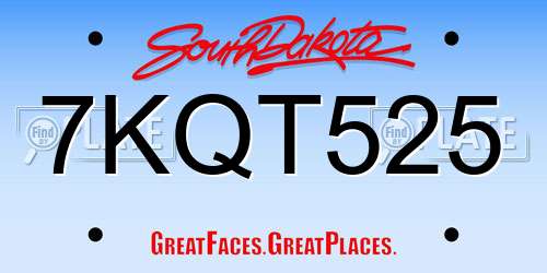 7KQT525 South Dakota License Plate