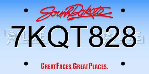 7KQT828 South Dakota License Plate