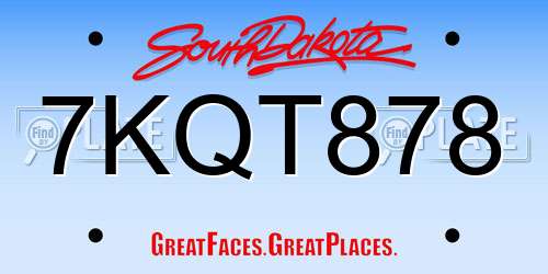 7KQT878 South Dakota License Plate