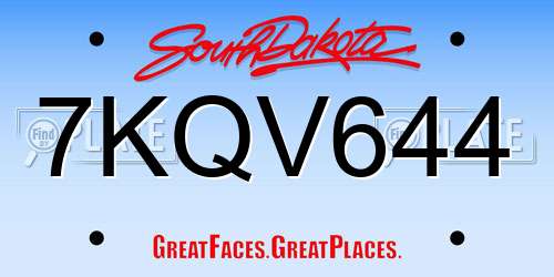 7KQV644 South Dakota License Plate