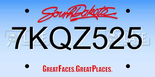 7KQZ525 South Dakota License Plate