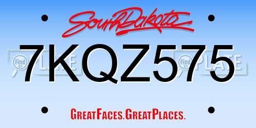 7KQZ575 South Dakota License Plate