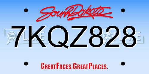 7KQZ828 South Dakota License Plate
