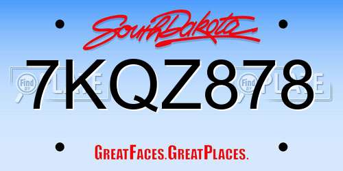 7KQZ878 South Dakota License Plate