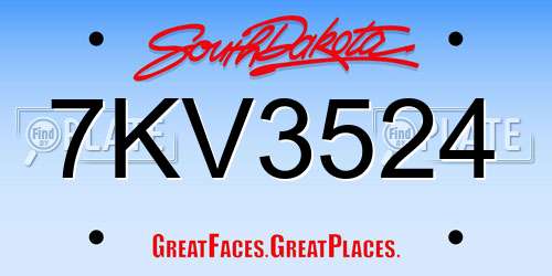 7KV3524 South Dakota License Plate