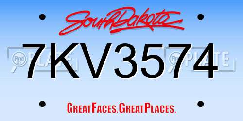 7KV3574 South Dakota License Plate