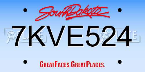 7KVE524 South Dakota License Plate