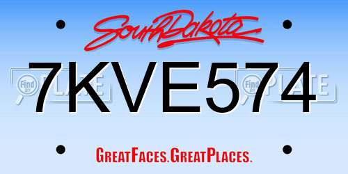 7KVE574 South Dakota License Plate