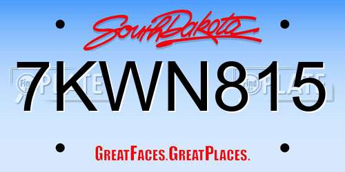 7KWN815 South Dakota License Plate