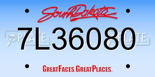 7L36080 South Dakota License Plate