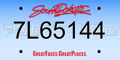 7L65144 South Dakota License Plate