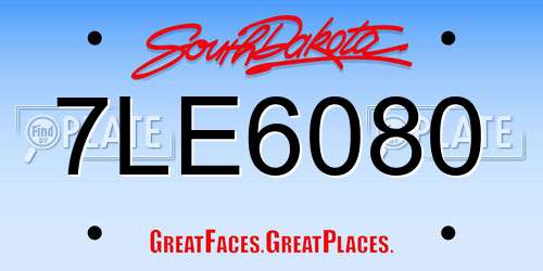 7LE6080 South Dakota License Plate