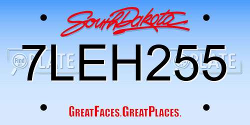 7LEH255 South Dakota License Plate