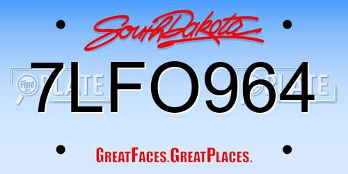 7LFO964 South Dakota License Plate