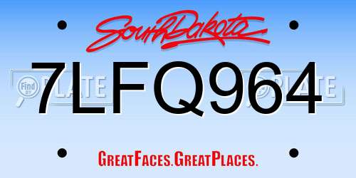7LFQ964 South Dakota License Plate