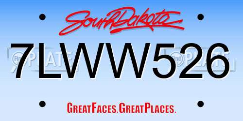 7LWW526 South Dakota License Plate