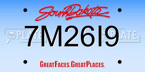7M26I9 South Dakota License Plate