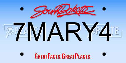 7MARY4 South Dakota License Plate