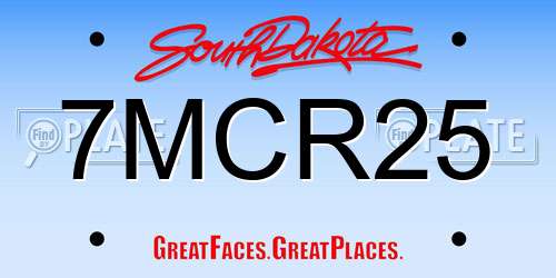 7MCR25 South Dakota License Plate