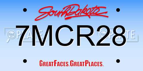 7MCR28 South Dakota License Plate