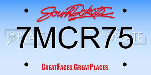 7MCR75 South Dakota License Plate