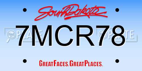 7MCR78 South Dakota License Plate