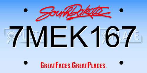 7MEK167 South Dakota License Plate