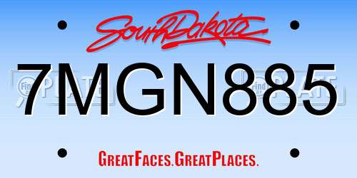 7MGN885 South Dakota License Plate