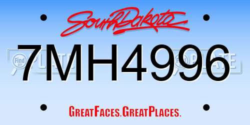 7MH4996 South Dakota License Plate