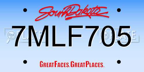 7MLF705 South Dakota License Plate