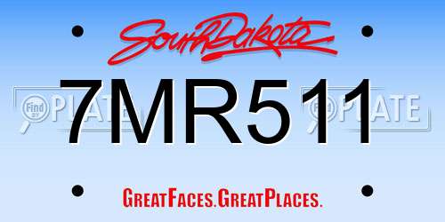 7MR511 South Dakota License Plate
