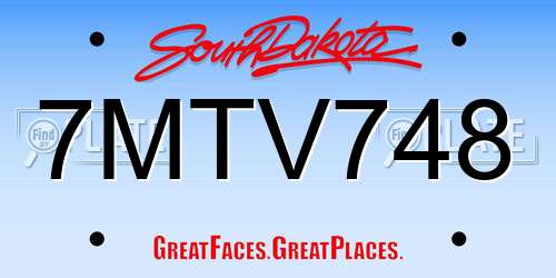 7MTV748 South Dakota License Plate