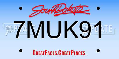 7MUK91 South Dakota License Plate